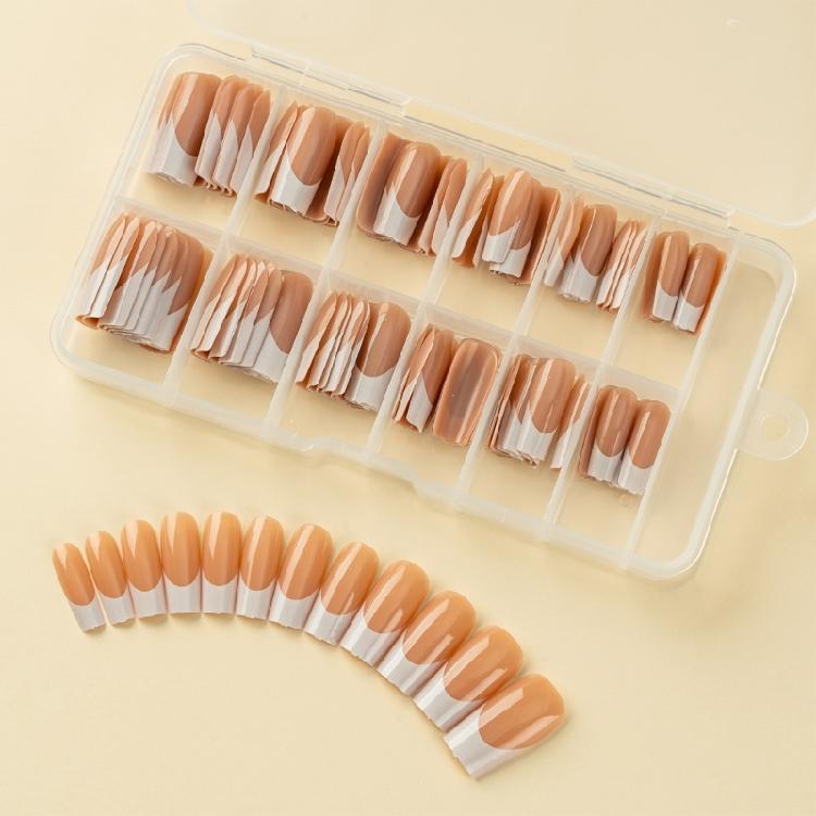 120x/Box Full Cover Stick On Nails French Tip Press On Nails Coffin False Nails Manicures Suppliss