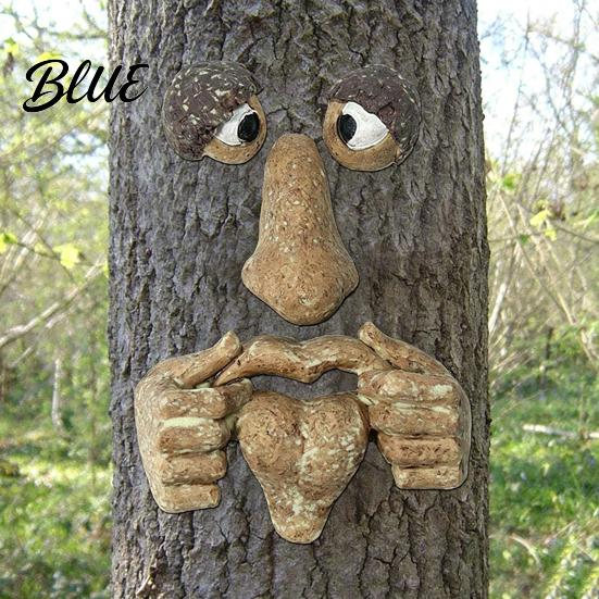 Halloween Tree Decorations Glow‑in‑the‑Dark Face Garden Decor Funny Old Man Bark Whimsical Sculpture Resin Ornament Outdoor Easter Hugger Yard
