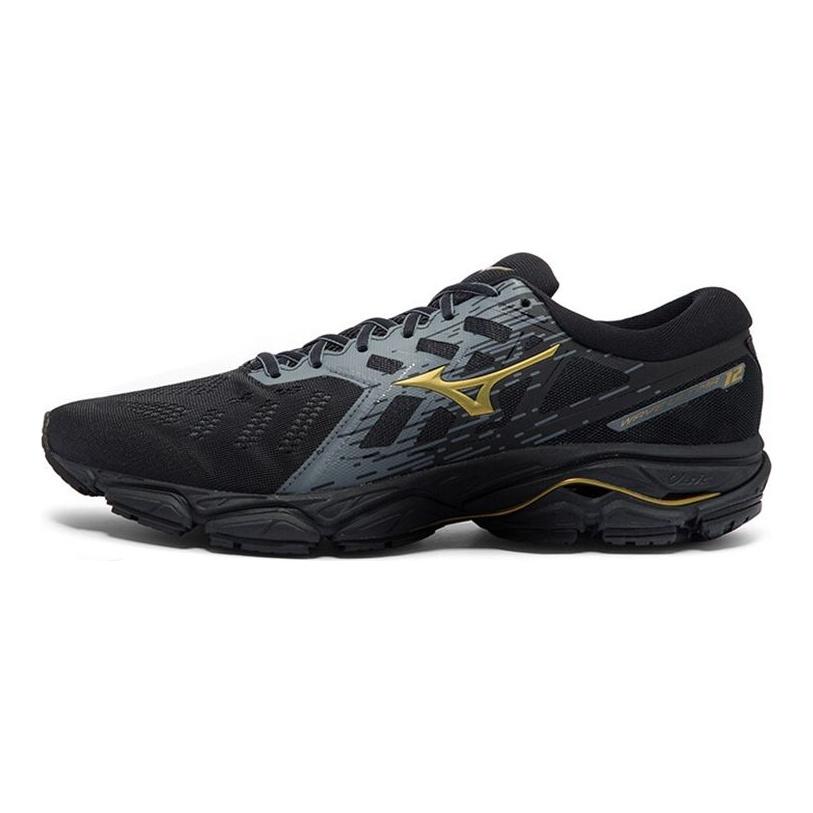 Mizuno Wave Ultima 12 Cushioning Durable Low-Top Running Shoes Men Sneaker Black Gold J1GC211850