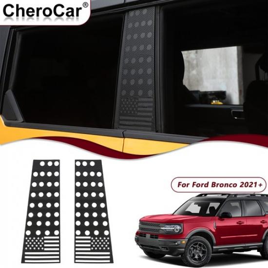 2pcs Window Pillar Sticker Decal Trim For Bronco -2025  Black Carbon Fiber
