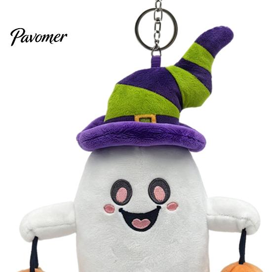Soft Skin Friendly Plush Toy Halloween Ghost Keychain, Cute Spooky Stuffed Pendant for Backpack Small Plushie with Metal Keychain Keys, Mini Doll Bag