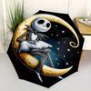 1 Automatisches Öffnen Mond, Nightmare Before Christmas Thema Bunter 8-Rippen Tragbarer Regenschirm für Männer und Frauen, Ein Kompakter Begleiter für den täglichen Weg Geeignet