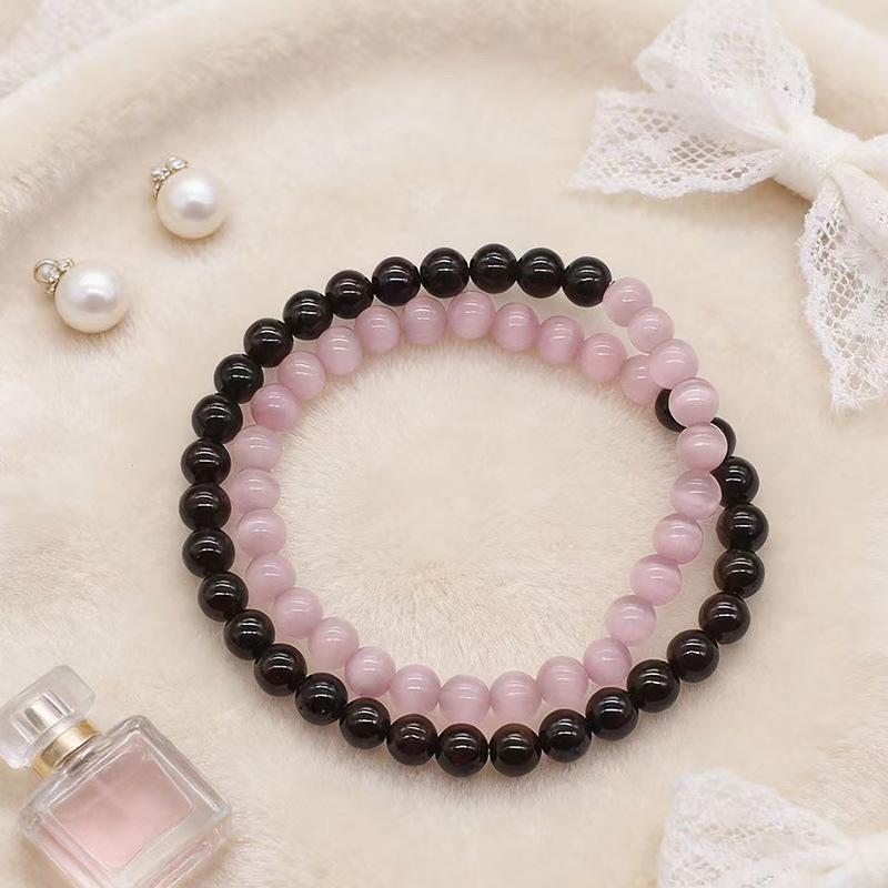 5mm Natural Stone Bracelet Rose Quartz Obsidian Mix Elastic Beaded Bracelet 1
