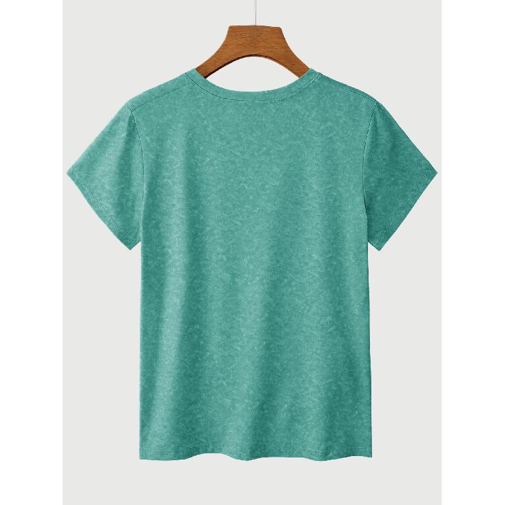 Macaron color scheme inspirational text print for education practitioners T Shirt| Teacher's Commuting Gentle Casual Loose Round Neck Top|Vintage