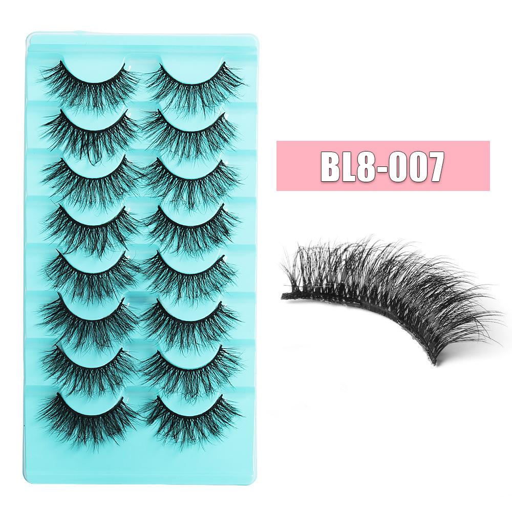 8 Pairs Of Daily Makeup False Eyelashes, Naturally Thick, Cross-Curled Eyelashes
