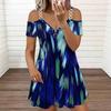 Women Adjustable Strap Plus Size Dress Ink Floral Printed Loose Summer Sundress