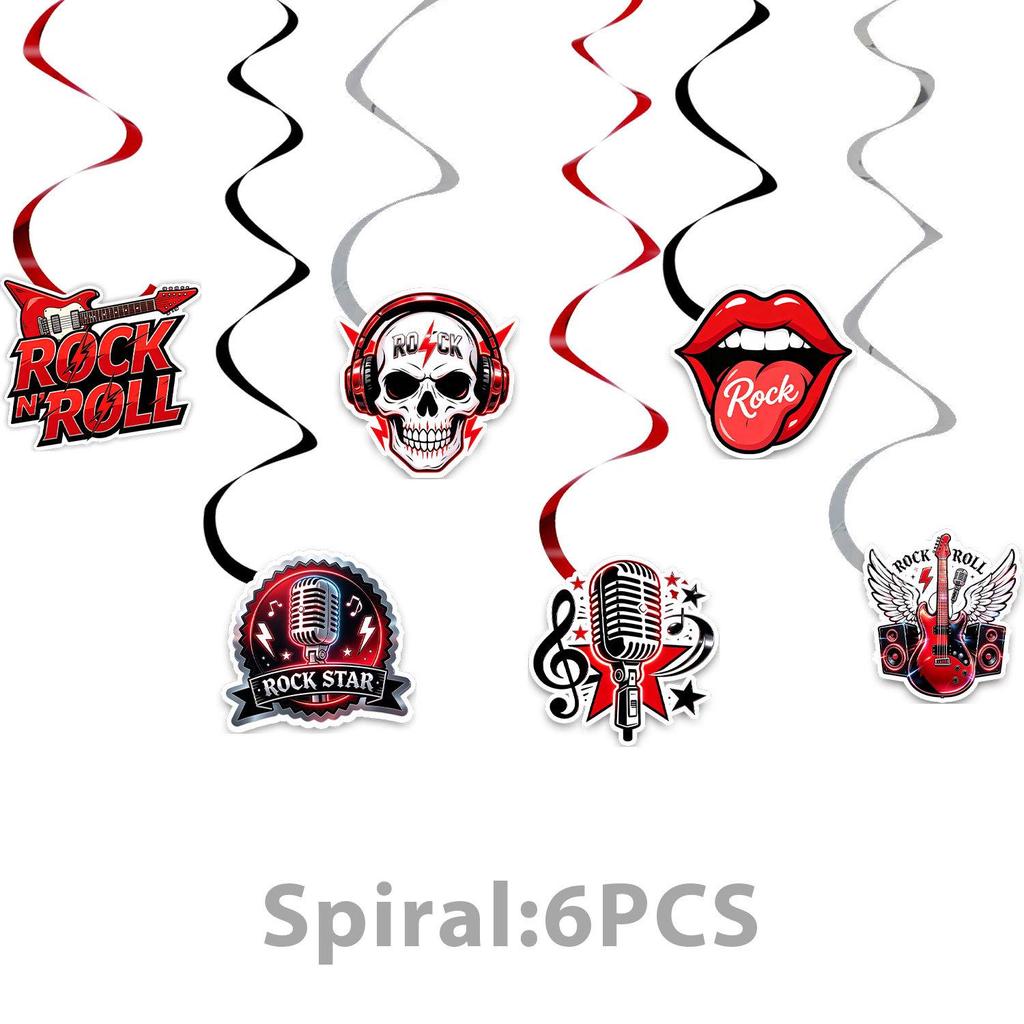 Rock Skull Birthday Party Set: Disposable Plates, Cups, Tablecloth, Banners & Decorations.