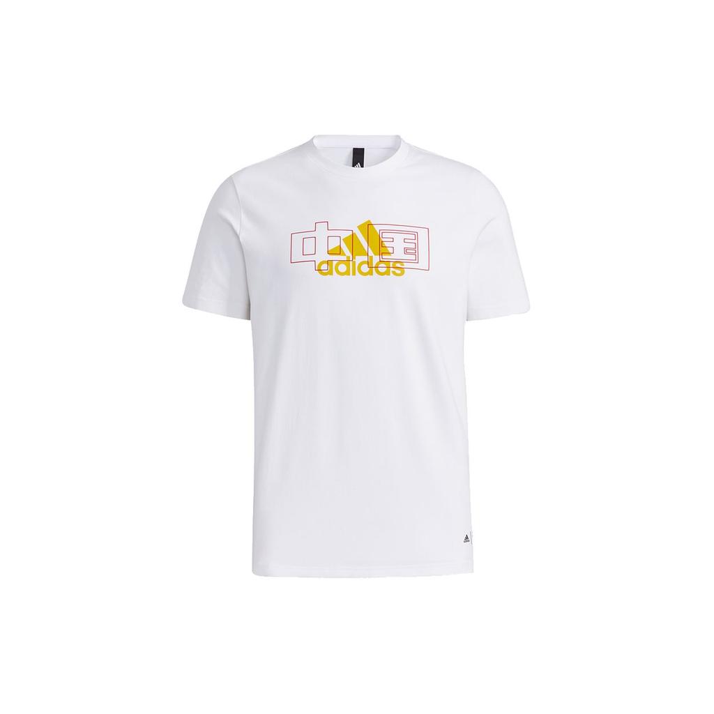 adidas T Shirts Unisex White Crew Neck Moderate Straight Fit GP1860