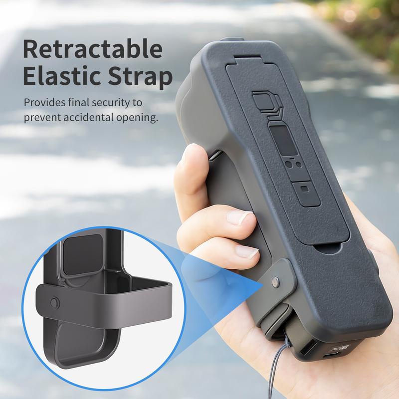 Flip Cover for DJI OSMO Pocket 3 Plastic Case Built-in 5 Filter Slots Anti-Scratch Cover with Straps for Pocket 3 Accessories