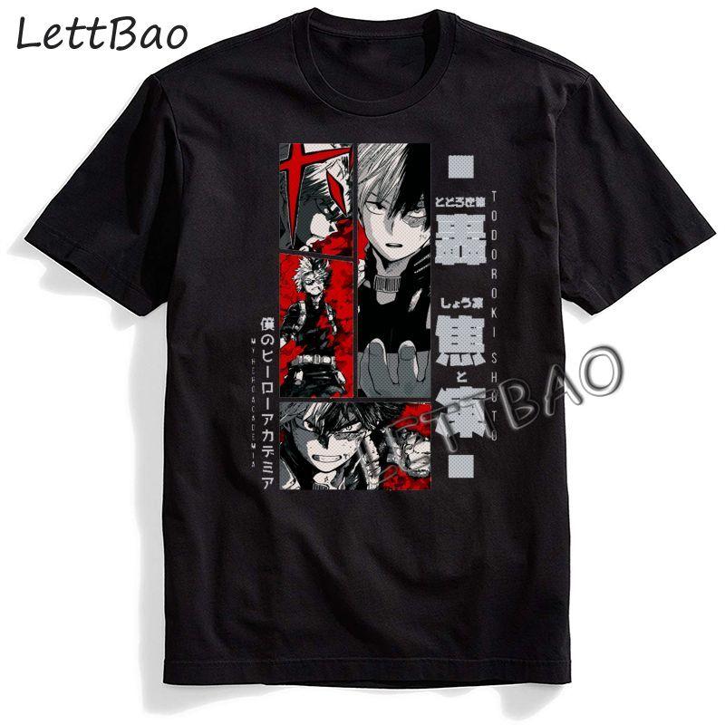 Harajuku Anime My Hero Academia Men T Shirt Summer Harajuku Casual Loose Ulzzang Cute Cartoon Graphic