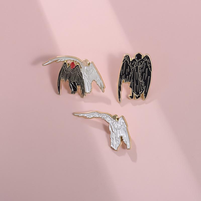 Unique Movie Inspired Angel And Demon Brooch Pin Stylish Alloy Cartoon Accessory