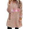 Women's Double-sided Fleece Christmas Tree Print Long Sleeve Hoodie