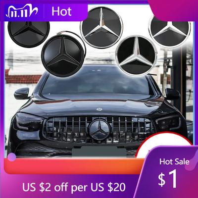 QLM5 2025 Hot For Mercedes Benz ABS Chrome Silver Glossy Black Star Front Grille Decorative Badge OE Style Emblem For Mercedes Benz G
