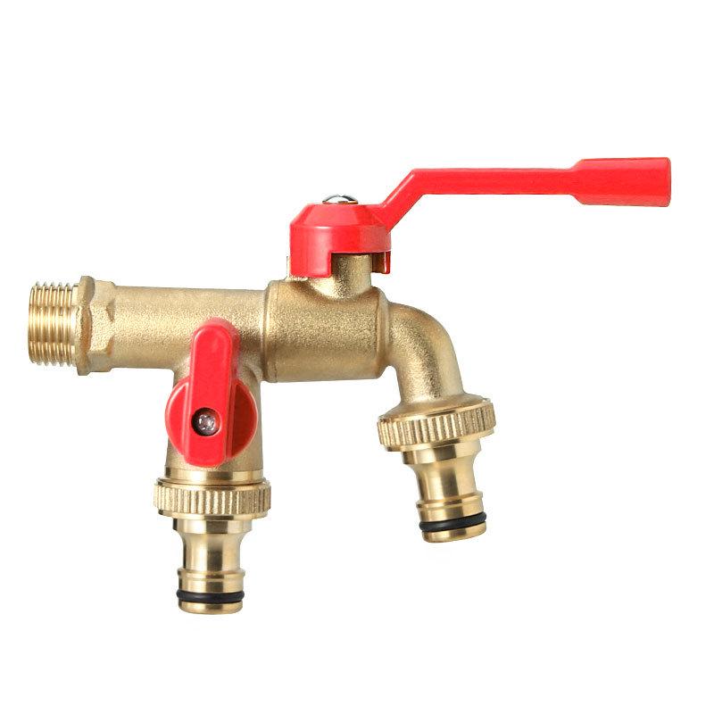 Pure Copper Outdoor Faucet for Garden/Balcony: Mop Pool Tap with Dual Outlets and Large Flow