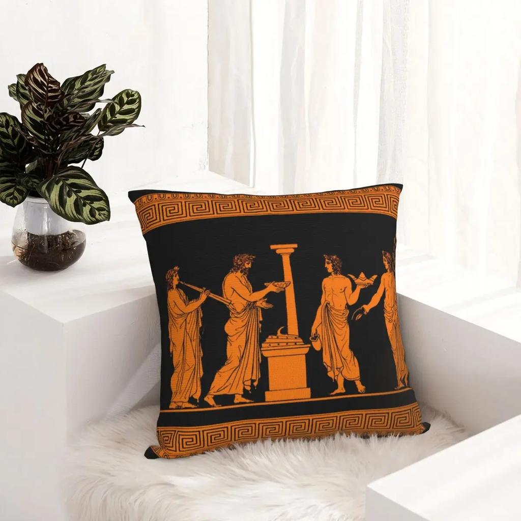 Greek Key Red Figure Greek Mythology Pillowcase Printed Polyester Cushion Cover Decor Pillow Case Cover Home Square 4040cm