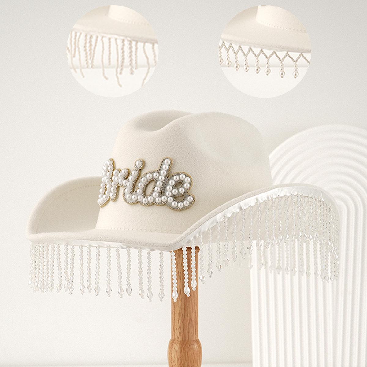 

Women s Crystal Tassel Denim Bridal Hat with Pearls and Diamonds M (56-58cm)