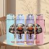 1PC Basketball Hoop Retro Sports Badge Design 750ml Color Plastic Sports Water Bottle Leakproof Flip Straw Lid Suitable for Sports Office Home Use