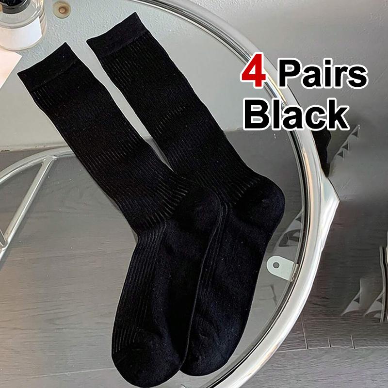 4 Pairs Women Mid To Small Leg Socks Knee High Socks Socks Black White Gray Summer Thin Sweet Style Transparent Stacked Socks