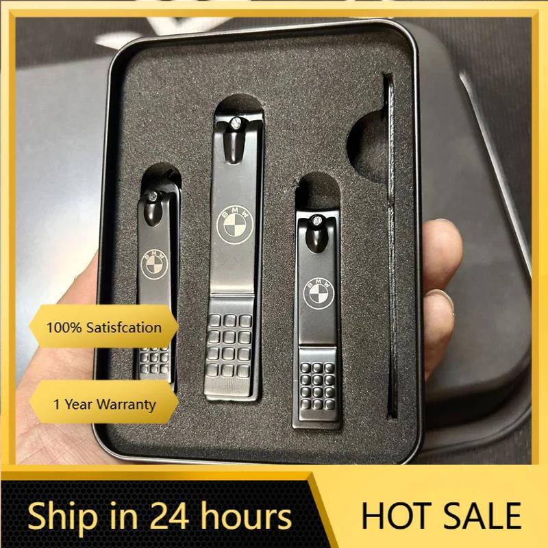 LXEQ4 New For BMW Emblem Manicure Set Personal Care Nail Clipper Kit 4 Pieces Black Matte Nail Clipper Set Grooming Kit Gift Acce