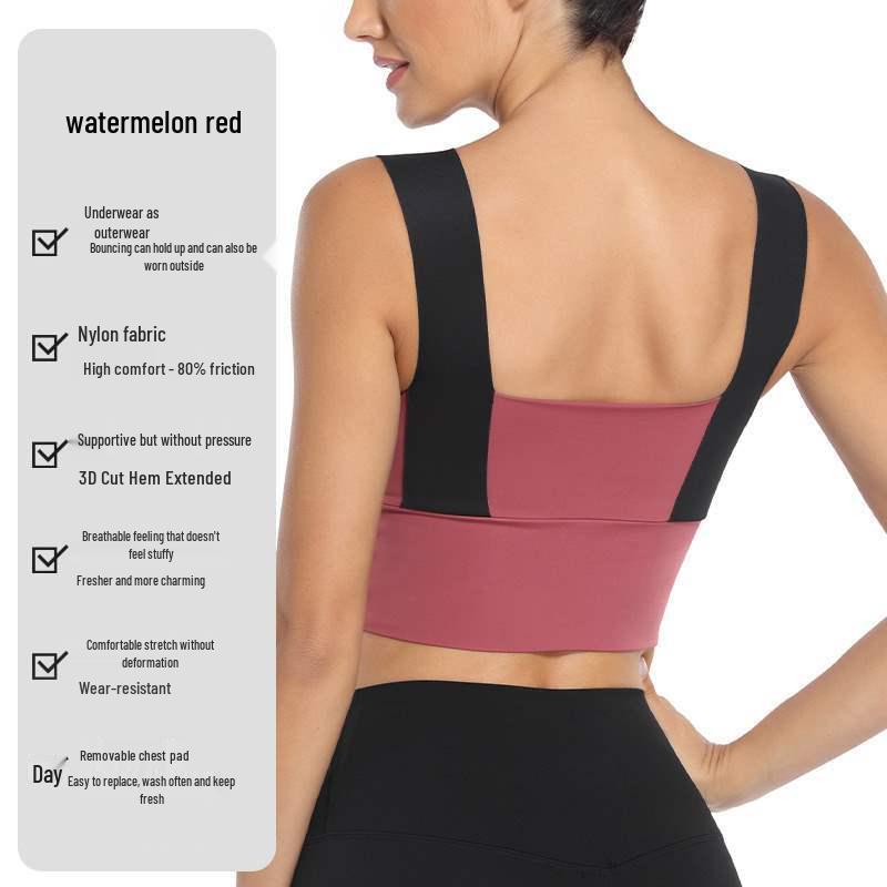 

Женский спортивный бюстгальтер большого размера с красивым дизайном спины - Йога, Бег, Ударопрочный фитнес-жилет XXL арбуз красный