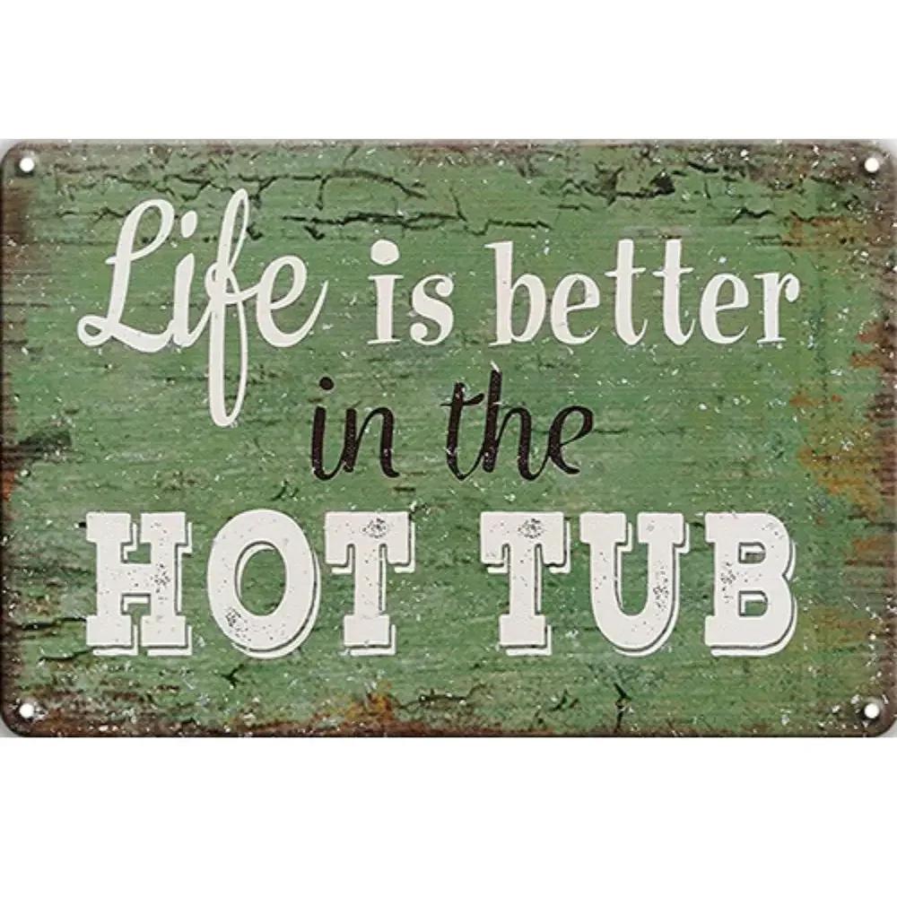 Metal Sign Hot Tub Rules Tin Sign Vintage Bar Home Bathroom Pool and Patio Decor Wall Decoration Tin Sign 12x8 Inches