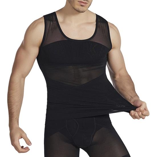 Men Slimming Vest Body Shaper Waist Trainer Sleeveless Thin High Elasticity Mesh Corset Tank Top Undershirt Abdomen Shapewear Fat Burn Fitness Top