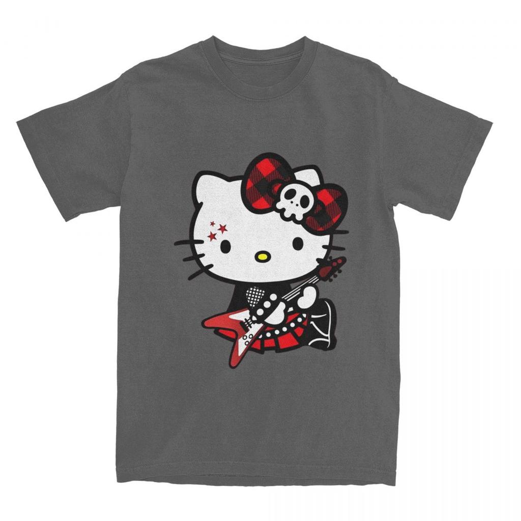 Unisex Hello Kitty Cute Cartoon Japanese Vintage T Shirts Cotton Tops Summer Y2K Basic TShirt ONeck Novelty Tshirt