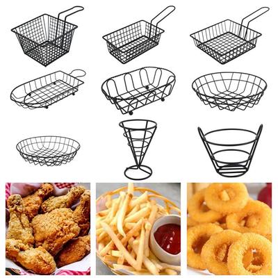 1Pcs New with Handle Fryers Basket Home BBQ Kitchen Tool Mesh Net Frying Tray Iron French Deep French Fries Holder