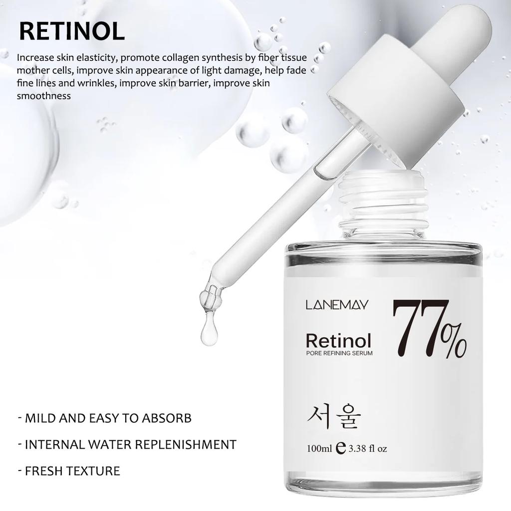 Retinol PORE REFINING SERUM 100ml 77% Power Repairing Essence Hydrating Face Serum For Damaged Skin