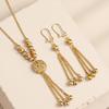 Gold-Plated Tassel Necklace & Earring Set: Middle Eastern Wedding Jewelry for Women