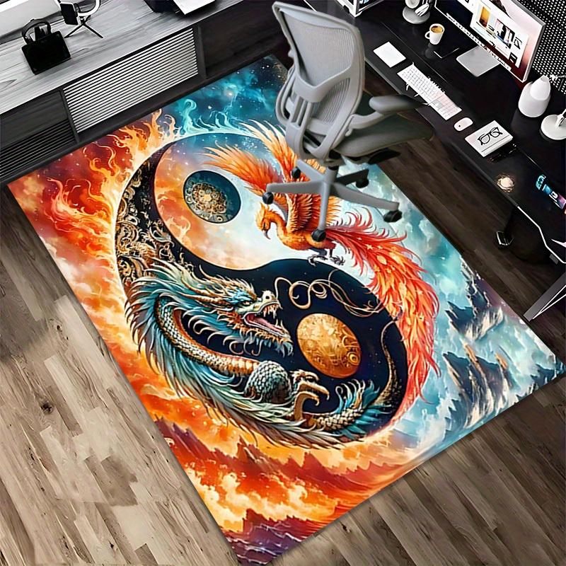 1pc Phoenix Dragon Themed Rug for Home Decor, Non-slip Office Carpet, Chair Mat, Outdoor Mat, Christmas and Halloween Gifts-0731142