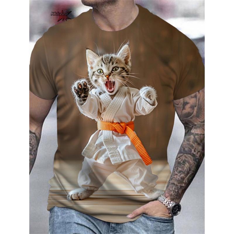 Men's 3D Warrior Cat Pattern Animal Printed T-shirt