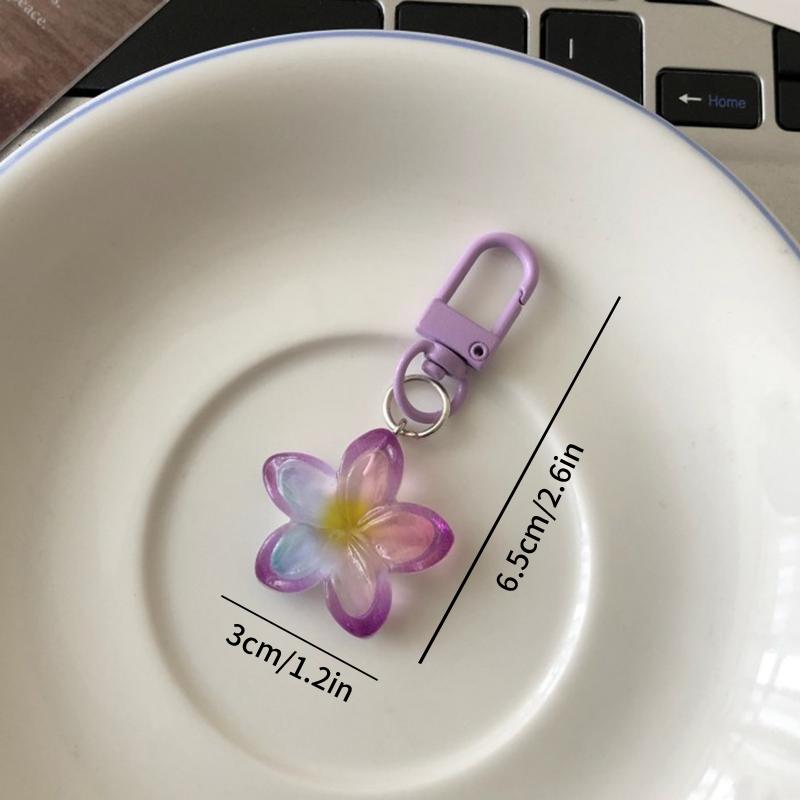 Lieblicher Sakura-Blumen-Schlüsselanhänger-Anhänger Niedlicher Farbiger Transparenter Blumen-Schlüsselanhänger-Anhänger Emaille-Taschenanhänger Charms Schlüsselring