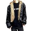 Unisex Luxus Winterjacke mit Baumwollpolsterung, beidseitig mit Leder und Fell