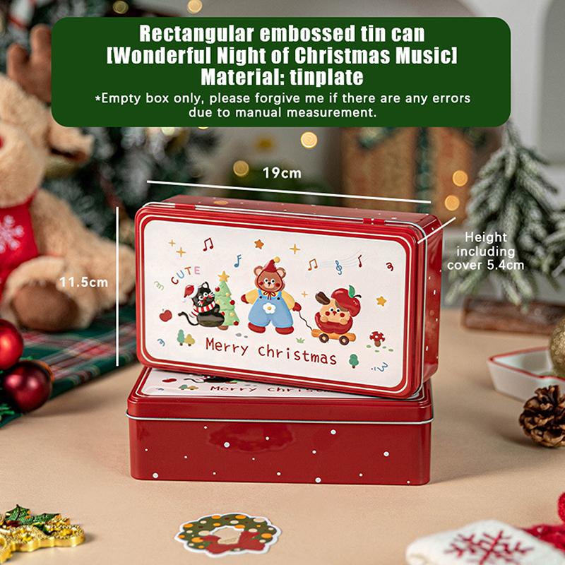 

Cute Cartoon Christmas Candy Storage Box Tinplate Square Gift Box Xmas Candy Cookie Box Home Storage Large Capacity Metal Can