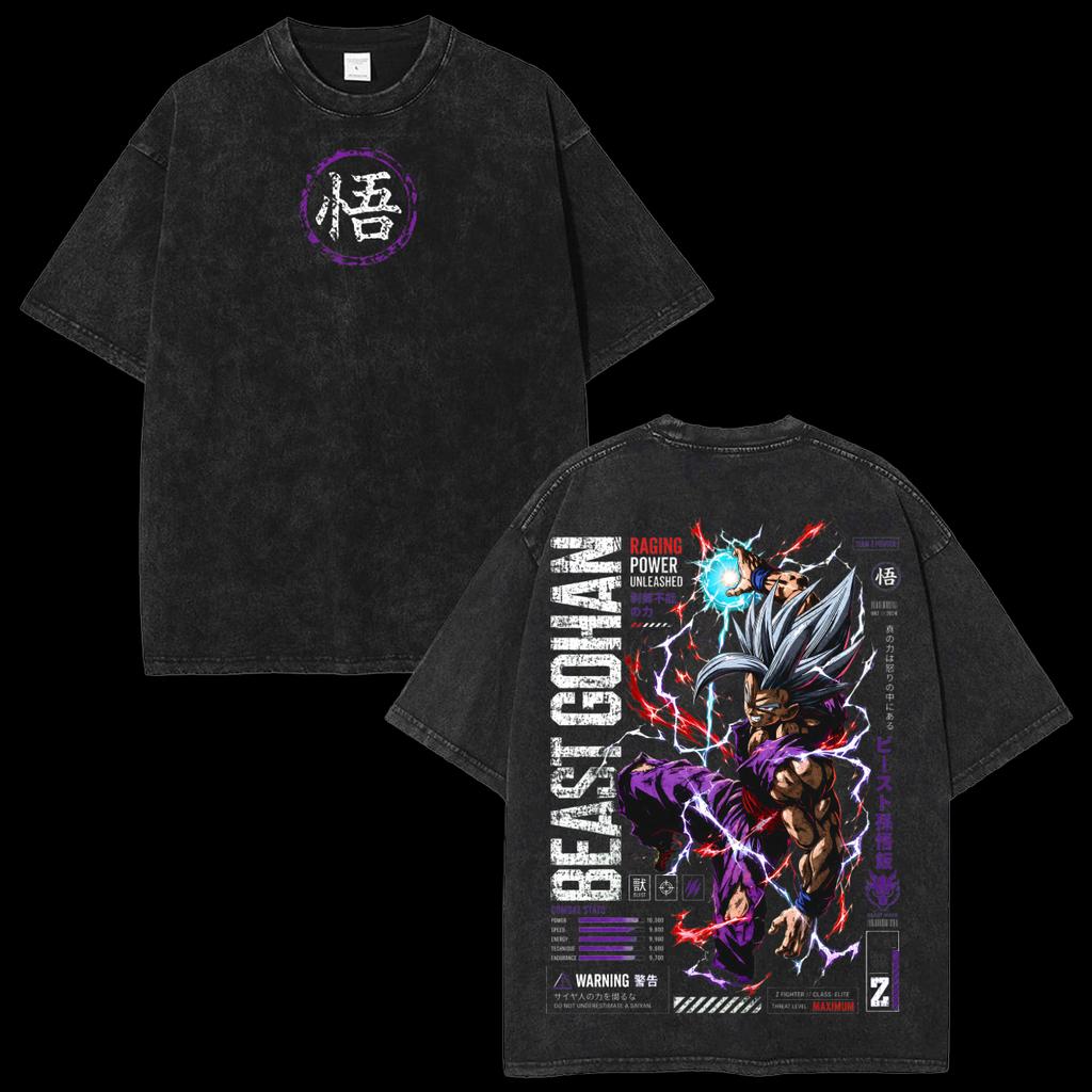 Dragon Ball Gohan Beast Anime Washed T-Shirt Vintage Streetwear Graphic Men Women Cotton Streetwear High Quality Short Sleeve Female Male Clothing