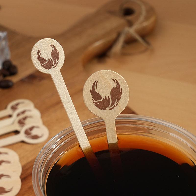 100pcs Wooden Coffee Stirrers With Round End Coffee Stirrer Sticks Eagle Pattern Disposable  Cold Drinking Stir Popsicle