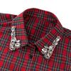 Sparkling Rhinestone Removable Collar Red Christmas Check Faux Collar Women Detachable Fake Collar Sweater Accent