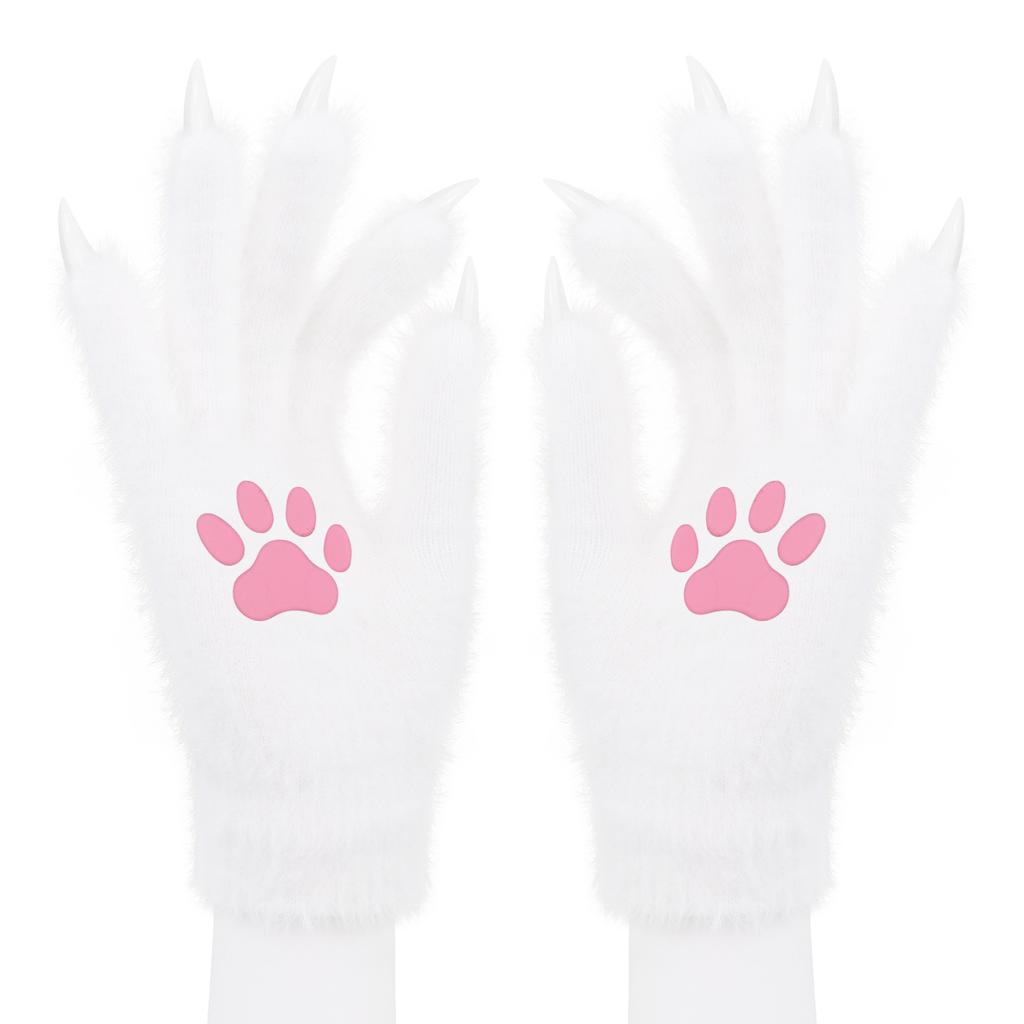 Short Animal Gloves with Silicone Pads and Nails for Cosplay Costume