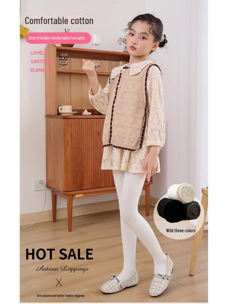 Children's Cotton Dance Pantyhose - Anti-Pilling, High Elasticity, Skin-Friendly for Spring and Autumn