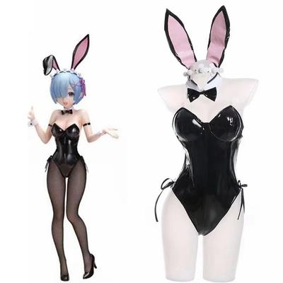 Leather Unisex Anime Girl Playboy Bunny Rem Cosplay Costumes Halloween Christmas Party Sets Uniform Suits