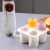 1Pc Silicone Four Hole Ice Cube Mold Press Ice Block Maker Creative Round Cup Shape Ice Molds for Whiskey Beer Bar Kitchen Tools