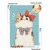 DIY Diamond Art Painting Kit Cute Calico Cat with Red Bowknot 5D Rhinestone Canvas Wall Decor Gift for Craft Lovers Home Room Decoration