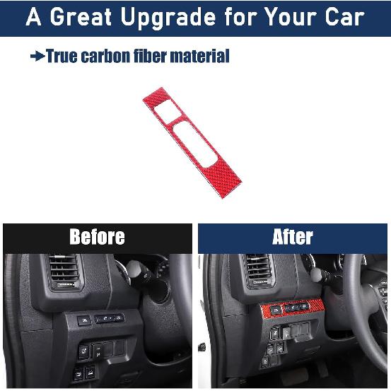 Headlight Switch Button Frame Cover Trim Compatible with Nisan Frontier 2022-2024,Soft Carbon Fiber Center Console Head Light Lamp Control Switch