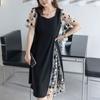 Summer Stylish Gauze Patchwork Dresses Asymmetrical Women's Clothing Elegant Square Collar Vintage Broken Flowers Midi Dress New