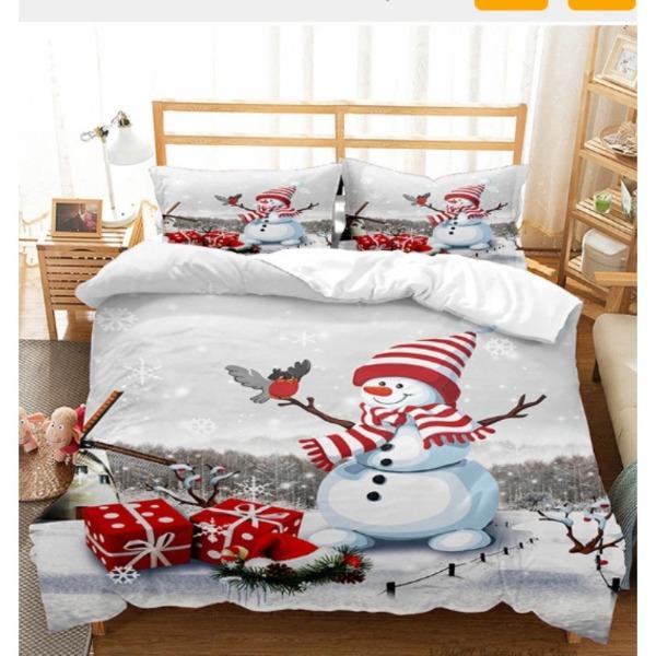 3D Digital Printing Christmas Three-Piece Set, Holiday Decoration Bedding Set