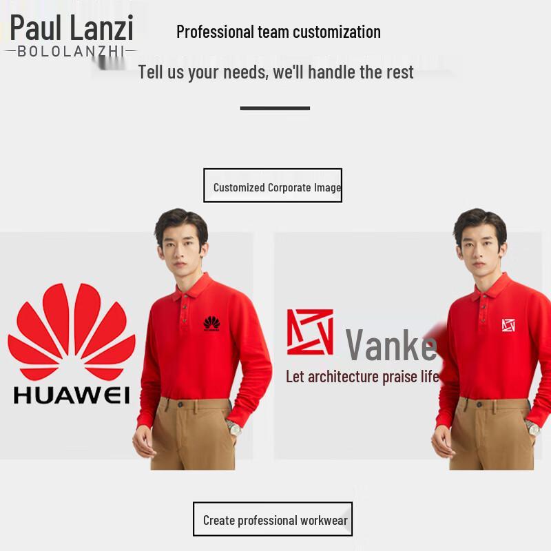 

Unisex Long-Sleeve Embroidered Cotton Polo Shirt XL