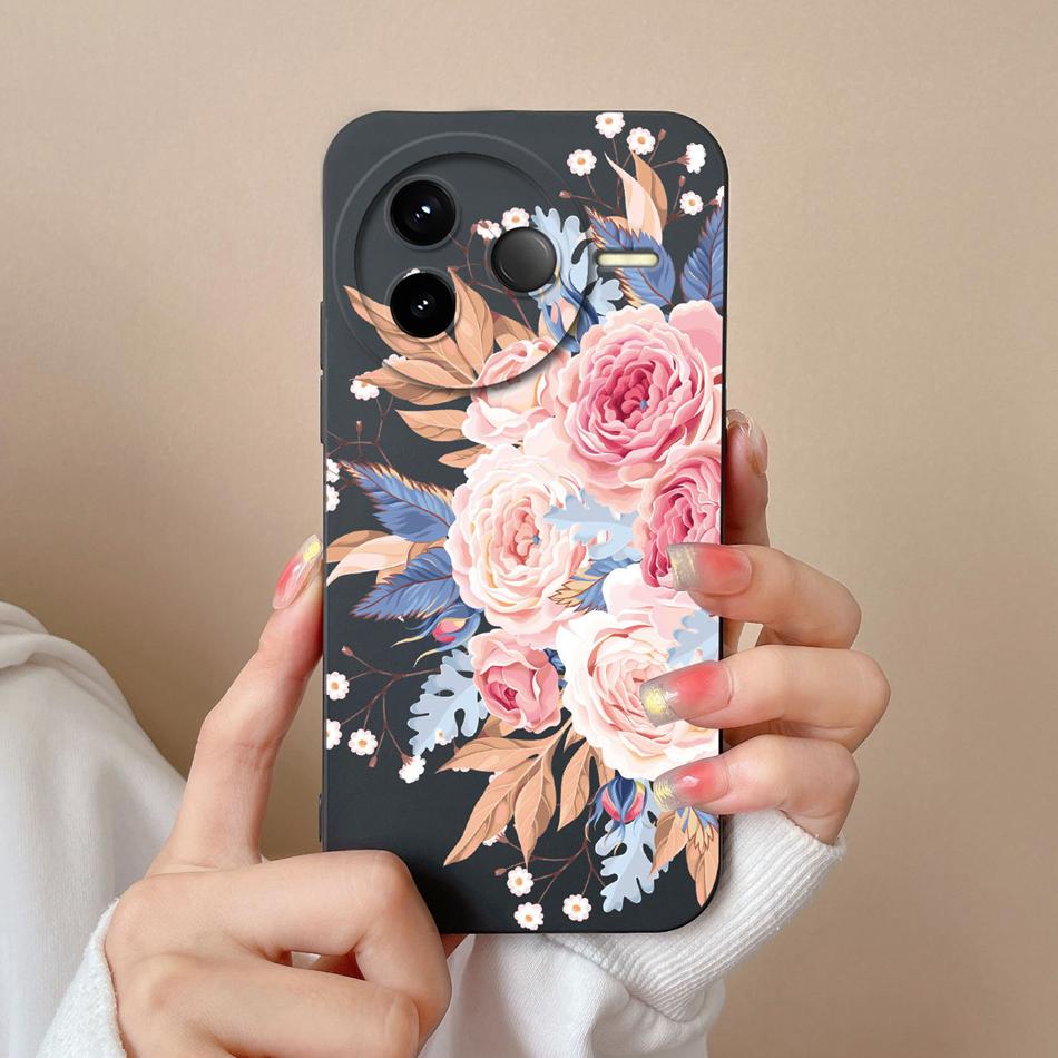 Case For POCO F7 Pro Ultra Pretty Flowers Soft Smooth Liquid Silicone Upgrade Lens Protection Shockproof Back Cover For Girls