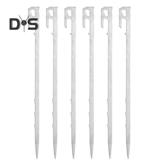 6Pcs 20/35CM Camping Tent Stake Heavy Duty Stainless Steel Multi-functional Outdoor Garden Yard Tarp Canopy Windproof Ground Spike Metal Tent Peg