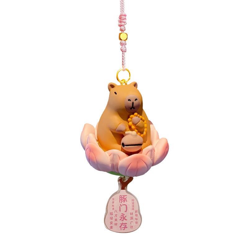 Original Good Luck Lotus Three Flower Cat Car Pendant Creative Men and Women Cute Exquisite Car Pendant Decoration